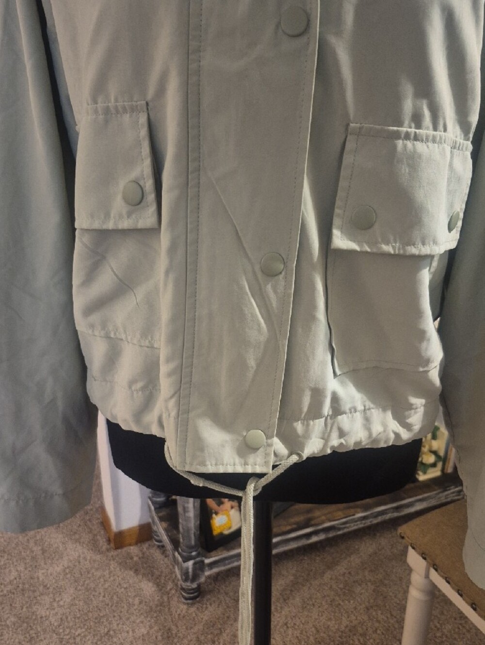 Love Tree Light Sage Utility Drawstring Jacket - Picture 3 of 12